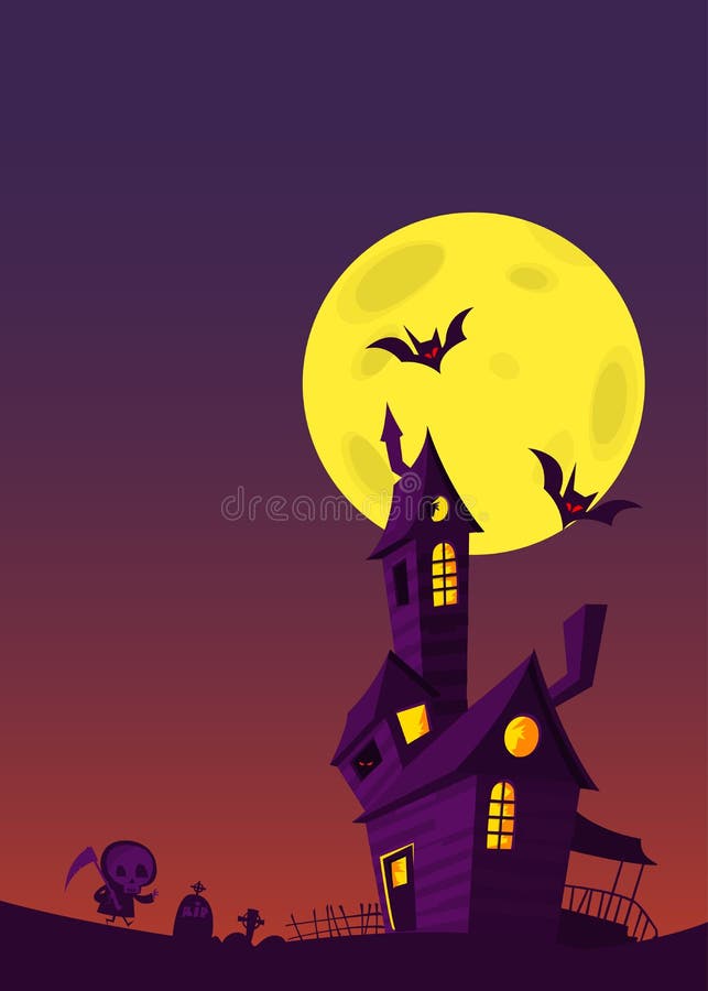 Cartoon Scary Haunted House. Halloween Vector Illustration Stock Vector -  Illustration of ghost, black: 155323593