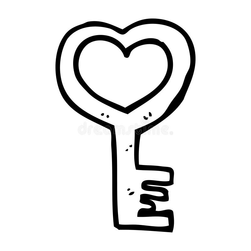 cartoon heart shaped key