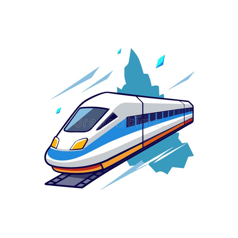 Cartoon high-speed train illustration on a white background royalty free illustration