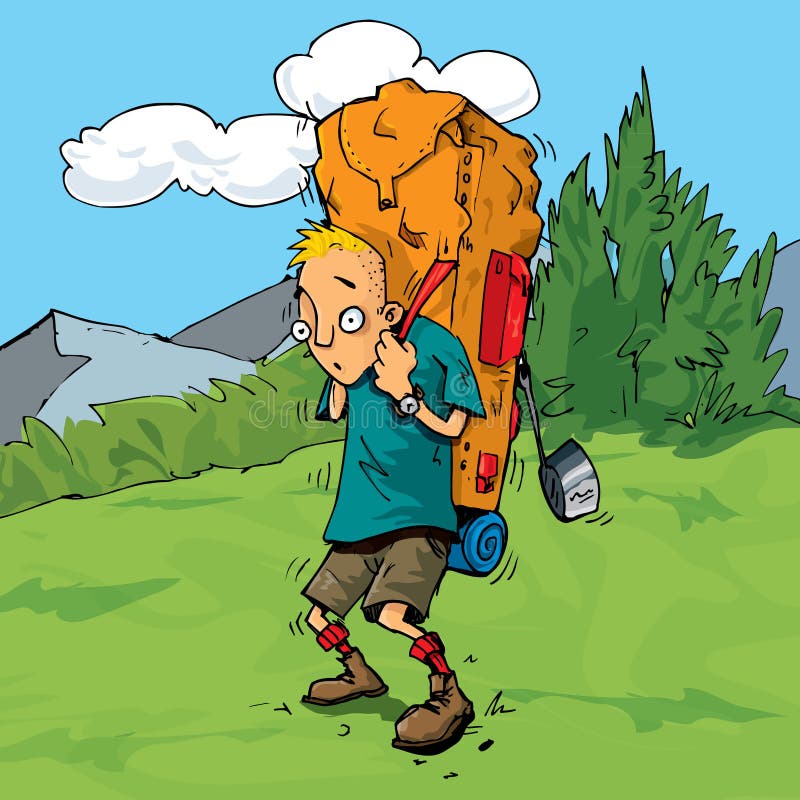 Cartoon Hiker In The Forest Stock Image - Image: 19101191