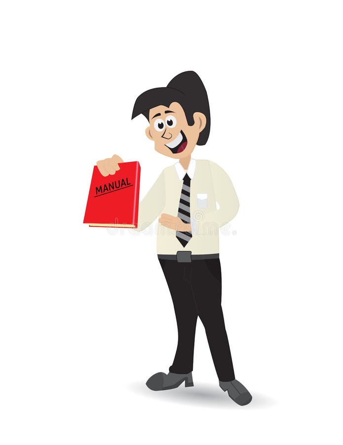 Cartoon holding manual book vector illustration Cartoon holding manual book vector illustration