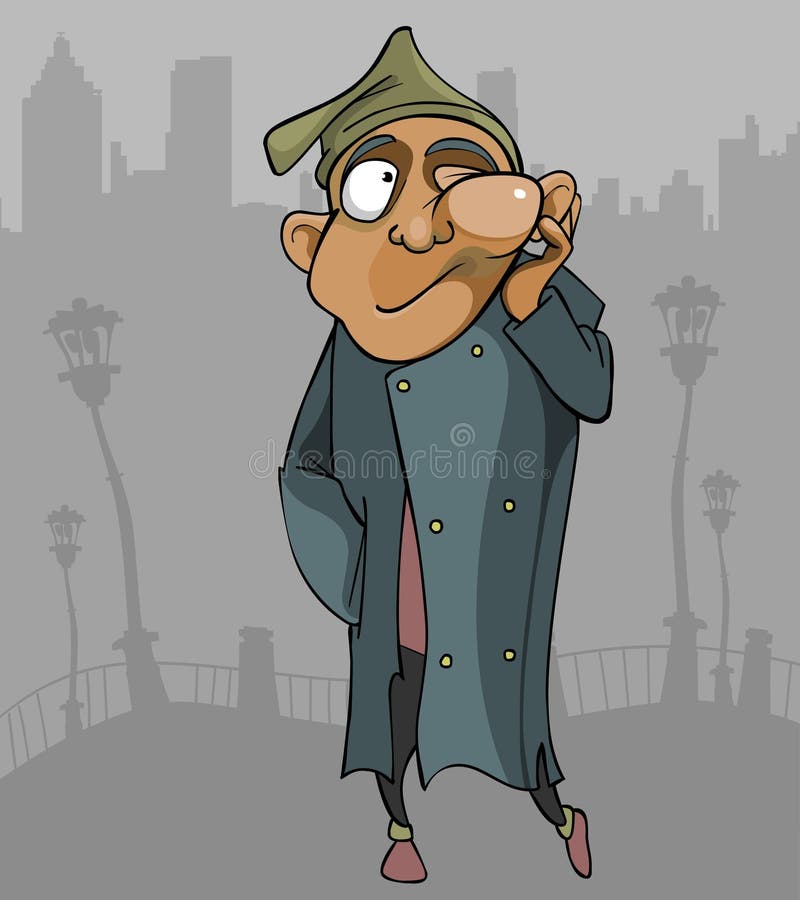 Cartoon Homeless Man with the Flux Goes through the City Stock Vector -  Illustration of despair, poverty: 78076880