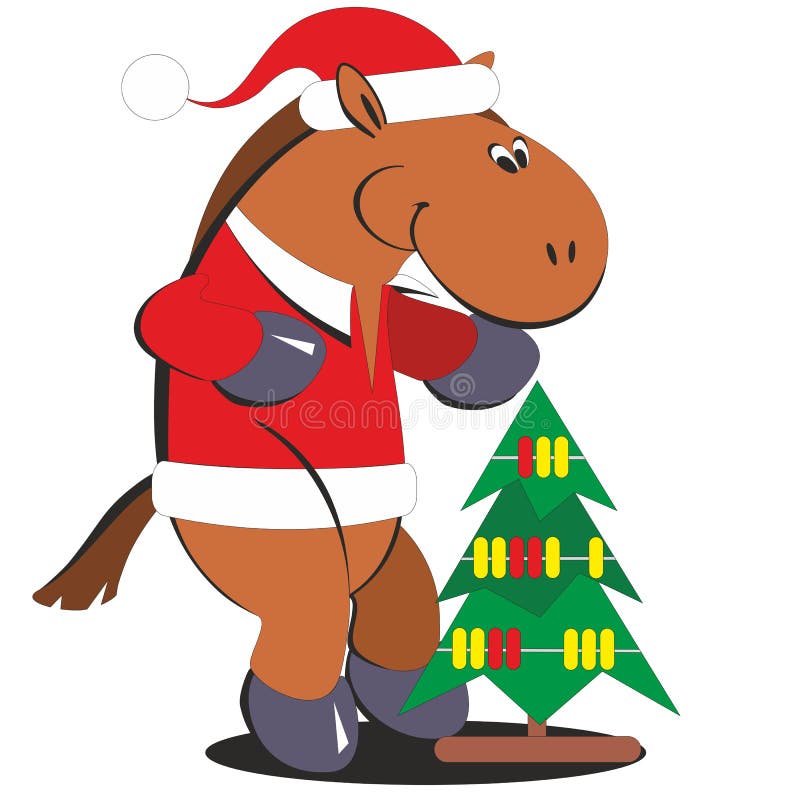 Cartoon Horse with Christmas Tree 010 Stock Vector Illustration of