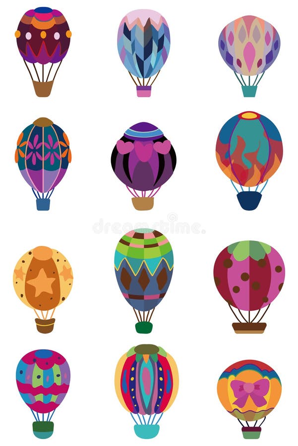 Cartoon hot air balloon icon, vector drawing