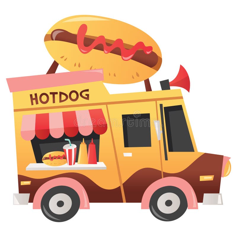 Cartoon Hotdog Food Truck stock vector. Illustration of ketchup - 236892292