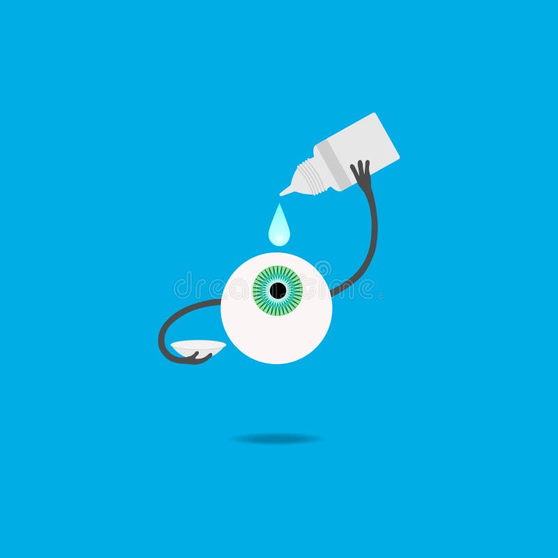 A Cartoon Human Eye Drips Drops before Putting on a Contact Lens Stock  Vector - Illustration of health, improvement: 101125529