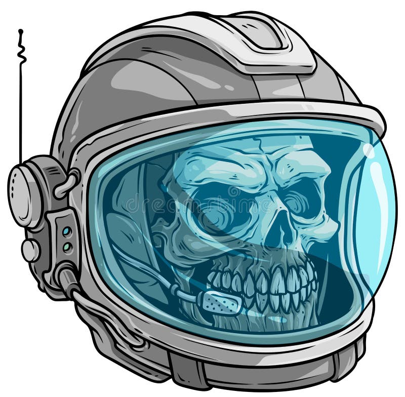 Cartoon Human Skull in Astronaut Space Helmet Stock Vector