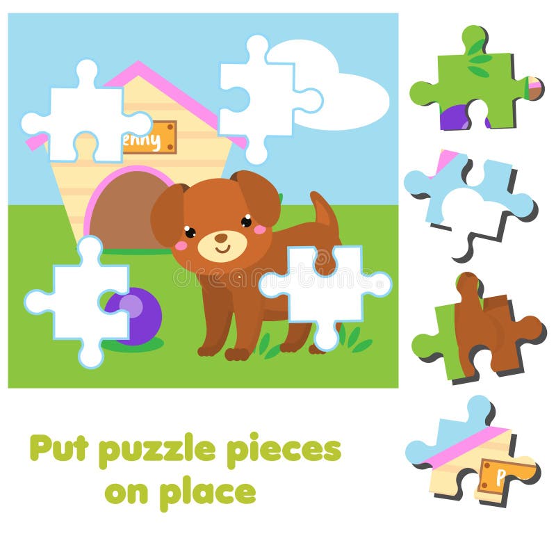 Cartoon-Hund Jigsaw Puzzle Für Kleinkinder Matches Und Vollständiges Bild  Erziehungsspiel Für Kinder Vektor Abbildung - Illustration von kategorien,  zicklein: 159934139