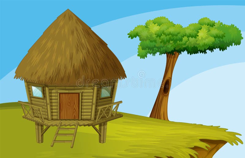 Cartoon hut stock vector. Illustration of brown, alone - 24321437