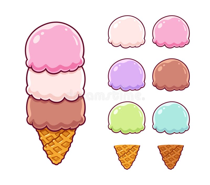 Cartoon ice cream set stock vector. Illustration of chocolate - 160370338