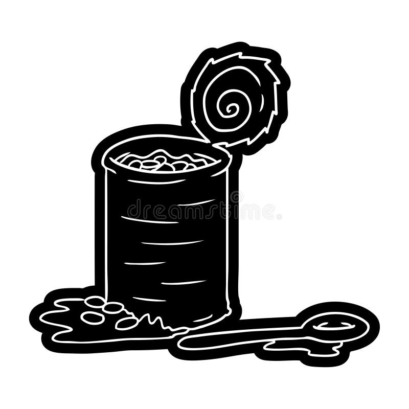 Cartoon Icon Drawing of an Opened Can of Beans Stock Vector