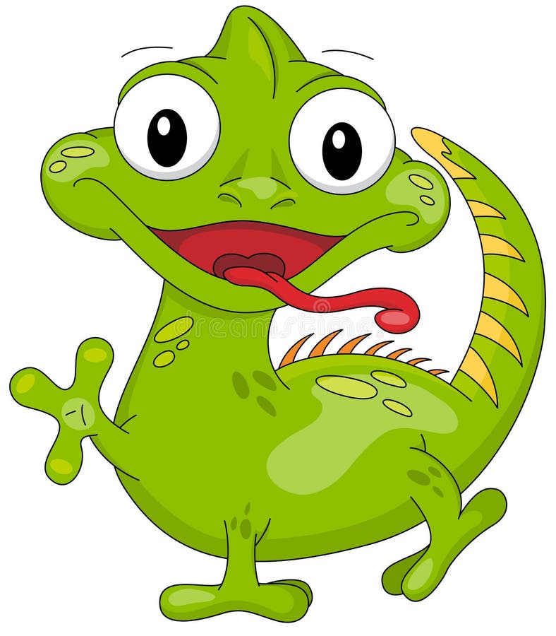 Cartoon iguana stock vector. Illustration of animal, happy - 74900675