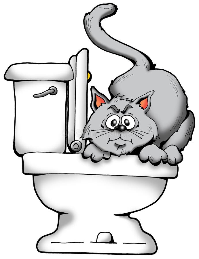 Cartoon Illustration of an Angry Toilet Cat Stock Illustration -  Illustration of funny, bathroom: 170415375