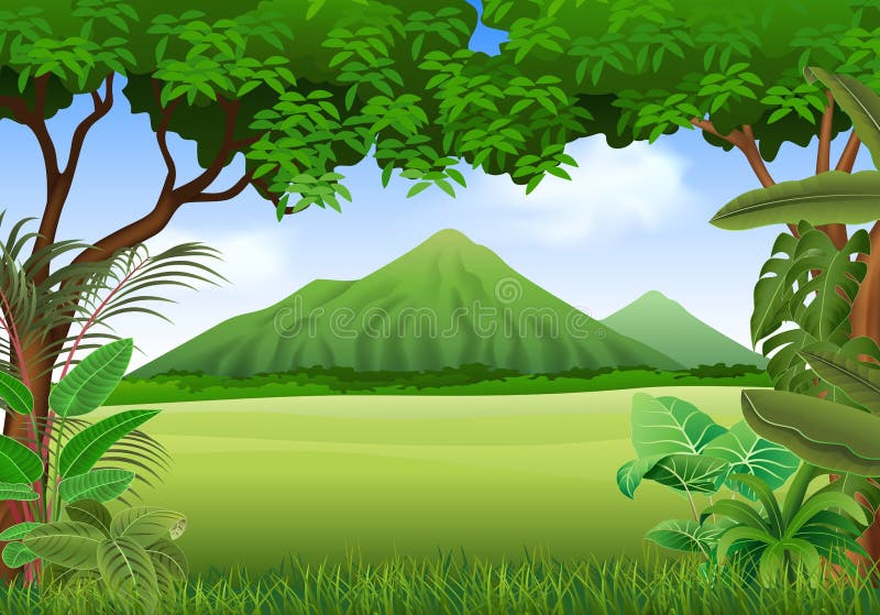 Cartoon Illustration of Beautiful Natural Landscape Background Stock Vector  - Illustration of mountain, seasonal: 69693229
