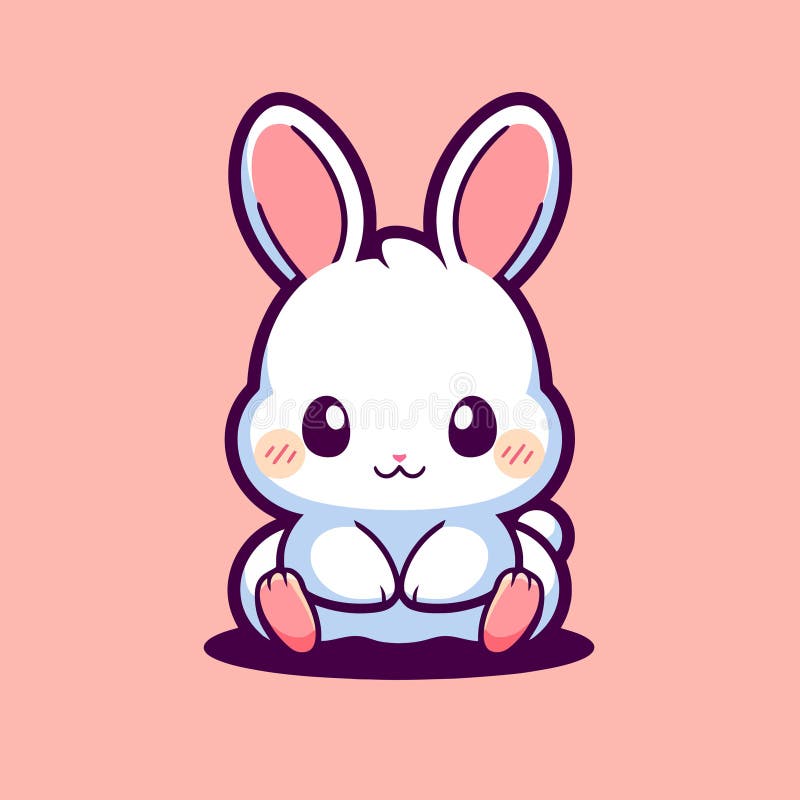 Cartoon Illustration of a Bunny with Pink Background Stock Illustration