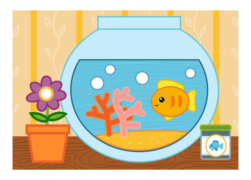 Cartoon Illustration for Children, Colorful Poster. Goldfish in a Bowl Stock Vector - Illustration of gold, fish: 154944457 Cartoon Illustration for Children, Colorful Poster. Goldfish in a Bowl Stock Vector - Illustration of gold, fish: 154944457