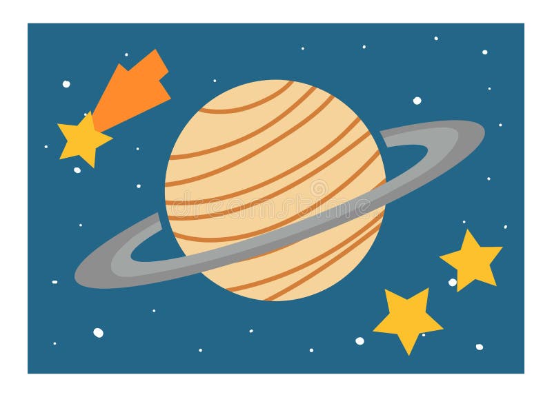 Cartoon Illustration for Children. Educational Poster about Space. Planet  Saturn and Stars Stock Vector - Illustration of kindergarten, collection:  154944491
