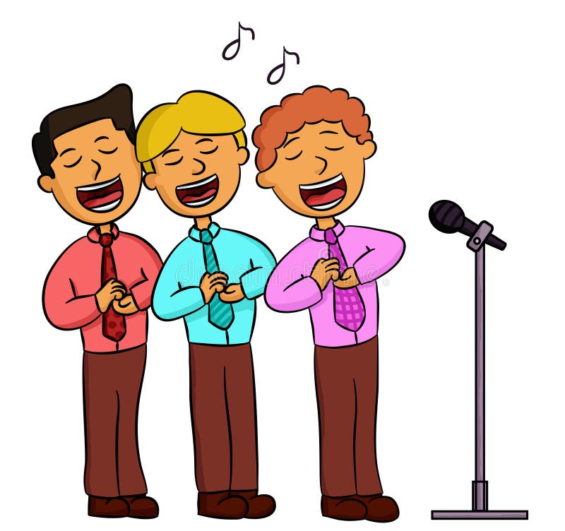 Cartoon Illustration Of Choir Men Singing Stock Vector - Illustration