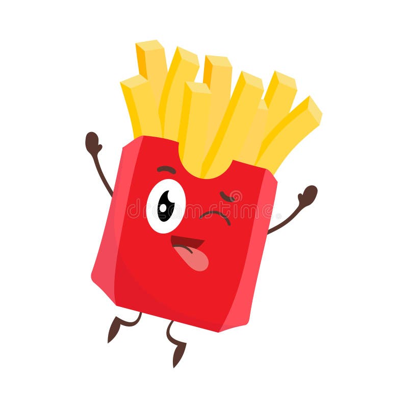 Cartoon Illustration of Cute Fun French Fries, Fried Potatoes Stock ...