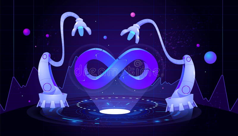 Cartoon illustration of DevOps concept stock illustration