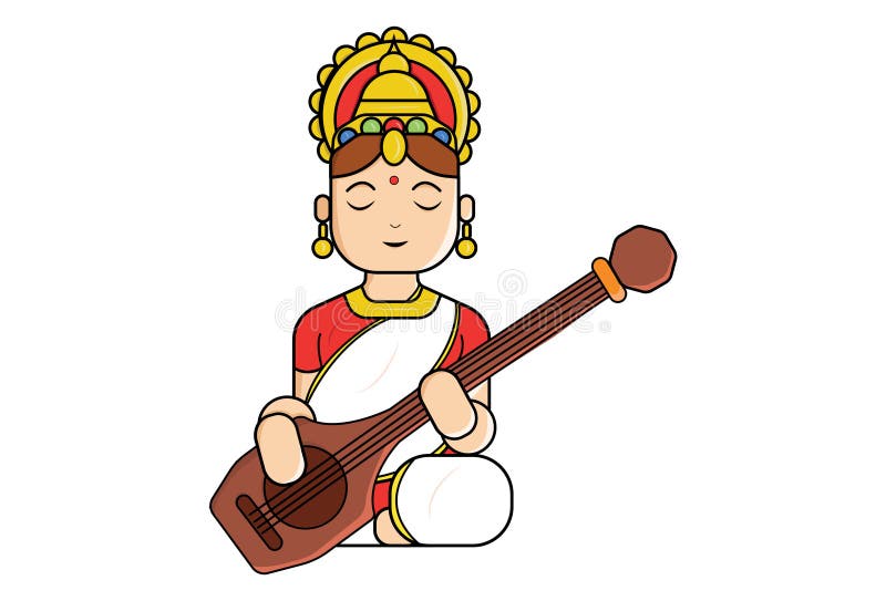 Cartoon Illustration of Goddess Saraswati Stock Vector - Illustration of figurine, cartoon: 167610635 Cartoon Illustration of Goddess Saraswati Stock Vector - Illustration of figurine, cartoon: 167610635