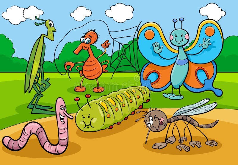 Happy Insects and Bugs Cartoon Characters Group Stock Vector - Illustration of grasshopper, group: 195058653 Happy Insects and Bugs Cartoon Characters Group Stock Vector - Illustration of grasshopper, group: 195058653