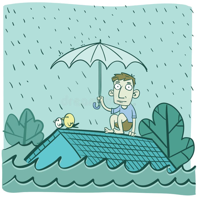 Cartoon Illustration of Heavy Flood. Stock Vector - Illustration of  weather, cartoon: 93779013