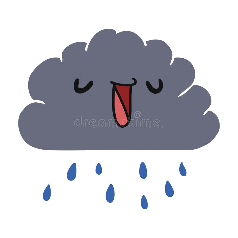 Cartoon Illustration Kawaii Weather Rain Cloud Stock Vector ...