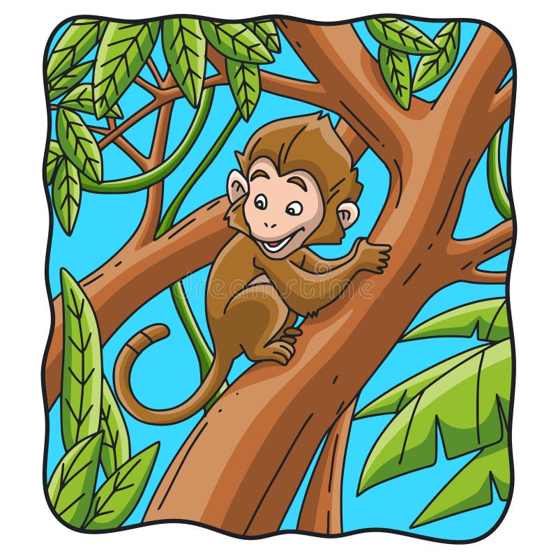 https://thumbs.dreamstime.com/b/cartoon-illustration-monkey-climbing-tree-235540069.jpg