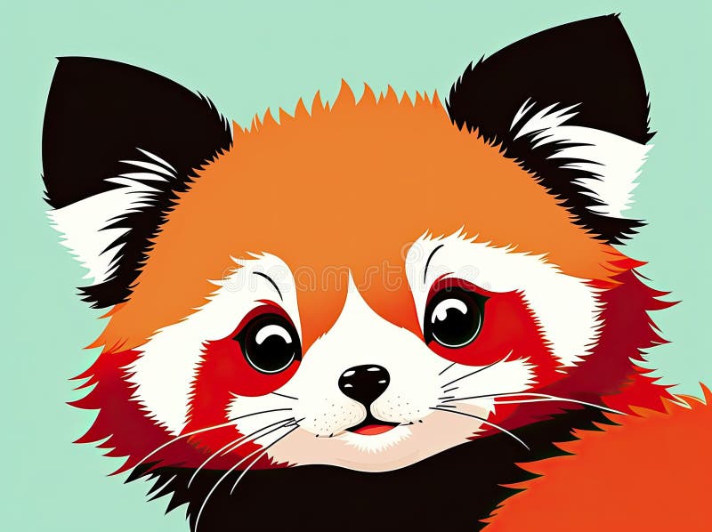 Cartoon Illustration of Red Panda (Ailurus Fulgens). Generative Ai