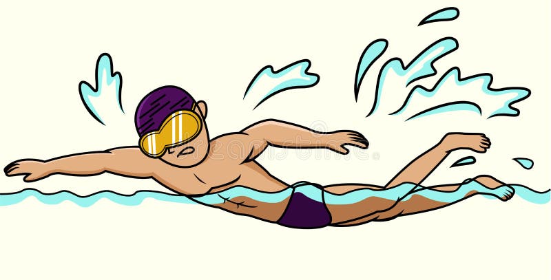 Cartoon Illustration of a Swimmer Swimming Stock Vector - Illustration of  goggles, athletic: 84417098