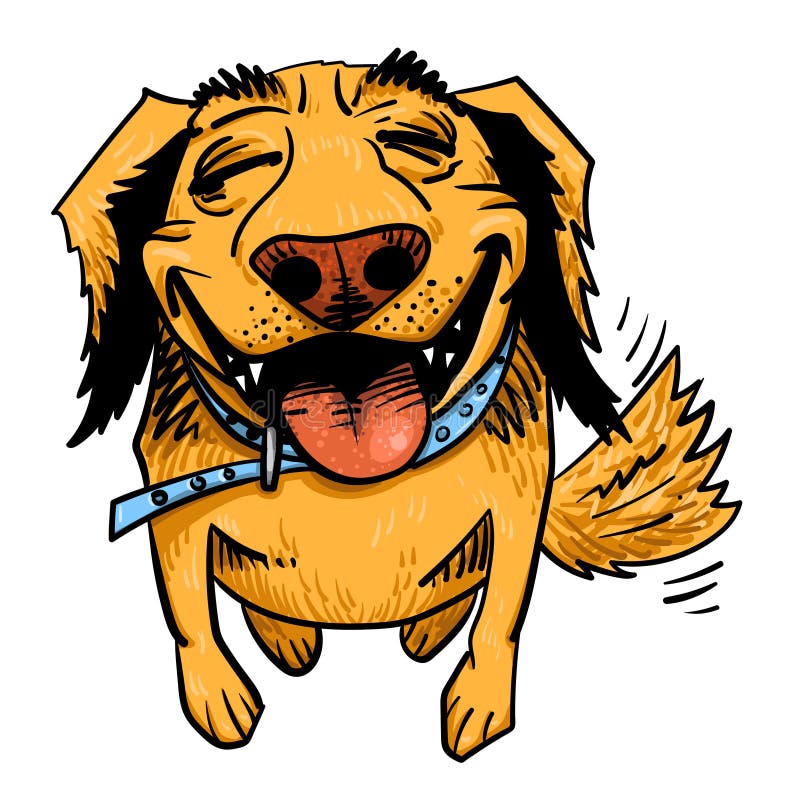 Cartoon image of happy dog. An artistic freehand picture.