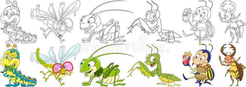 Cartoon insects set