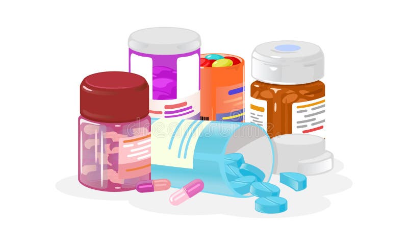 Cartoon Jars with Pills Set Stock Vector - Illustration of painkiller,  disease: 204923059