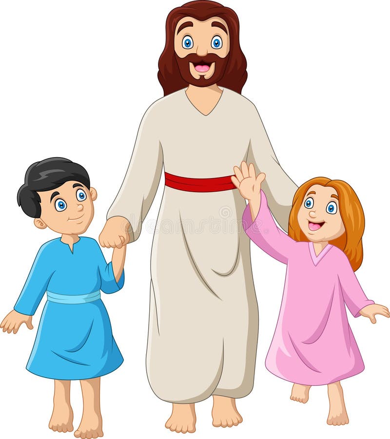 Cartoon Jesus Christus with Children Stock Vector - Illustration of  benediction, people: 168865659