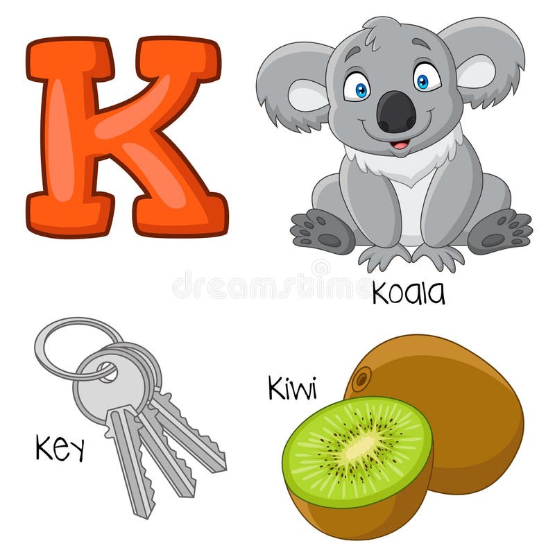 Alphabet K with key stock vector. Illustration of book - 13450947