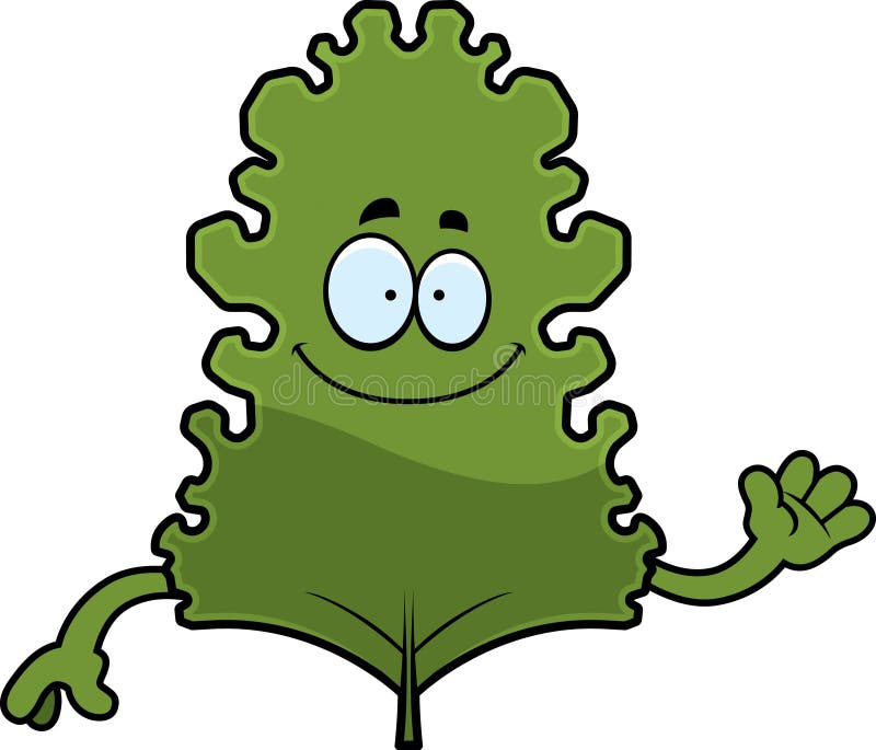 Cartoon Kale Leaf Waving stock vector. Illustration of vegetable - 69733735