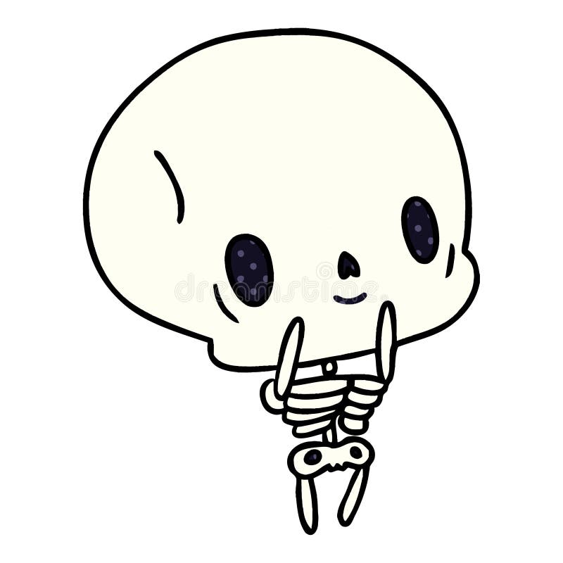 cartoon kawaii cute dead skeleton