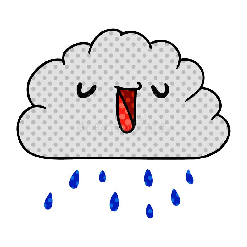 Cartoon Kawaii Weather Rain Cloud Stock Vector - Illustration of ...