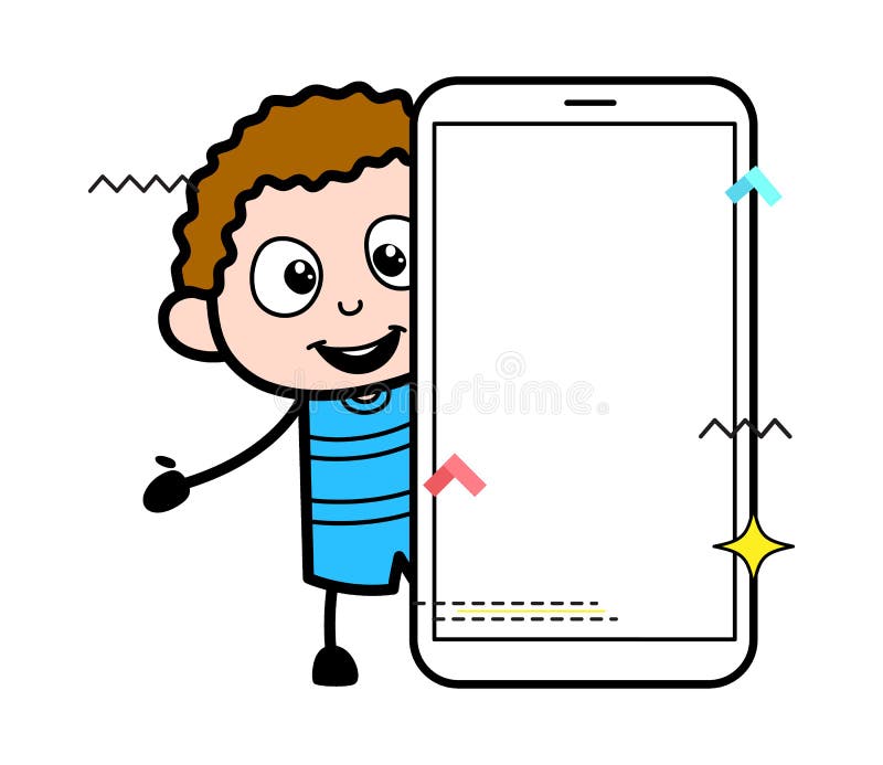 Cartoon Boy with Empty Cell Phone Screen Stock Illustration - Illustration  of mobile, cell: 191437682