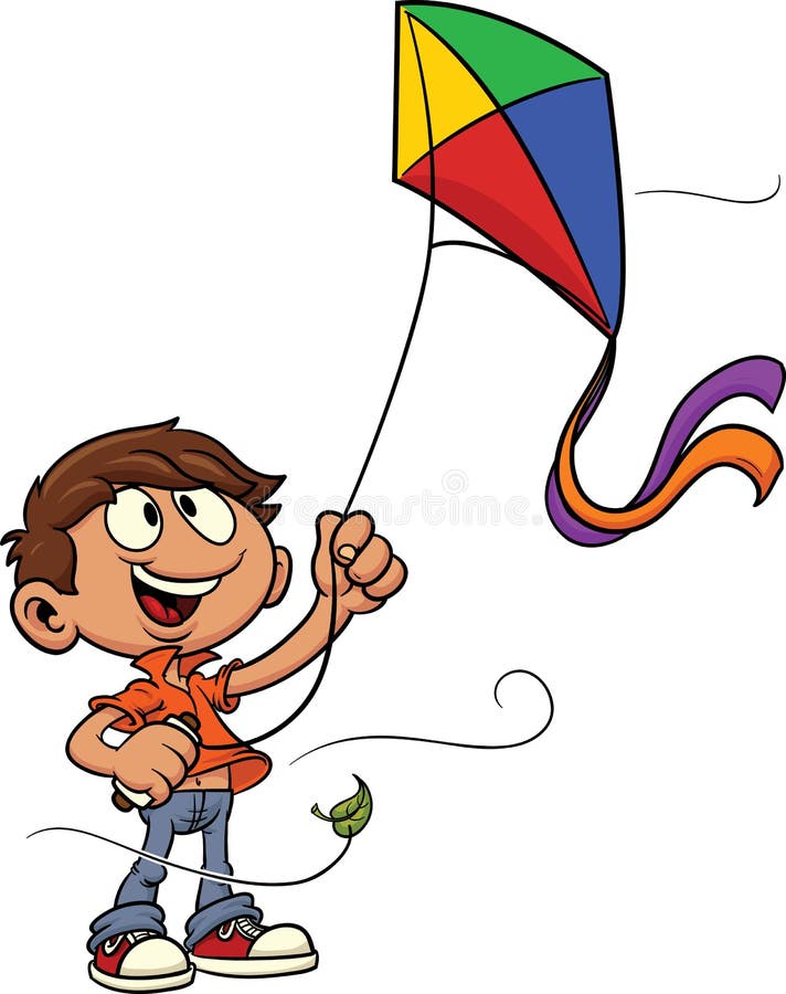 kite flying cartoon
