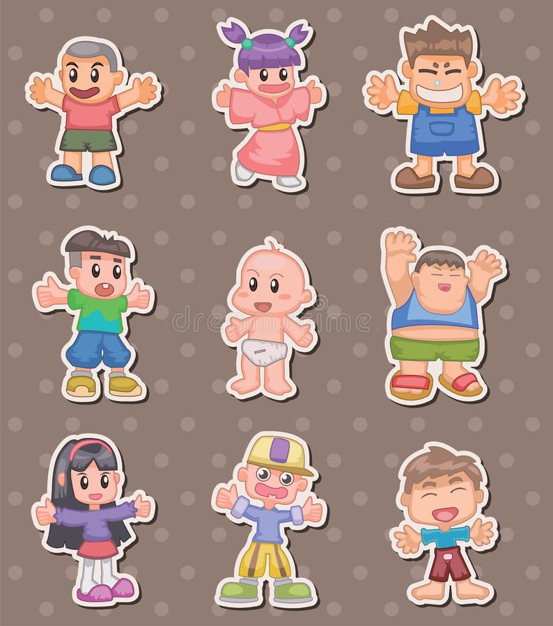 Cartoon kid stickers stock vector. Illustration of drawing 24573545