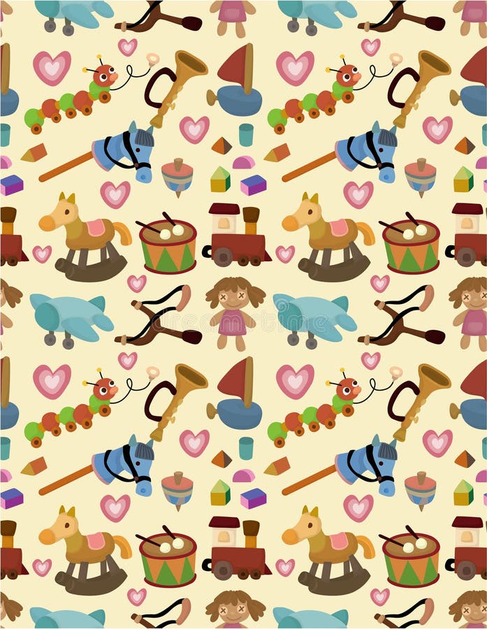 Cartoon kid toy seamless pattern