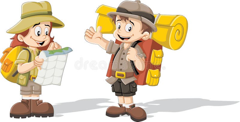 Cartoon Kids in Explorer Outfit Stock Vector - Illustration of colorful