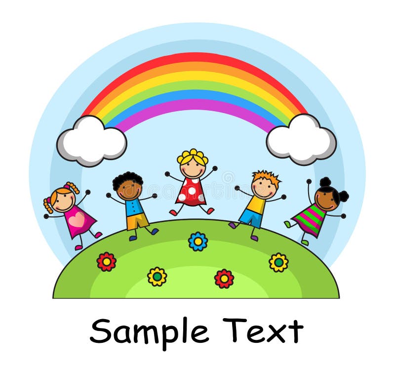 Cartoon Kids Jumping on the Background of Rainbow Stock Vector - Illustration of nature, flower: 39560372 Cartoon Kids Jumping on the Background of Rainbow Stock Vector - Illustration of nature, flower: 39560372