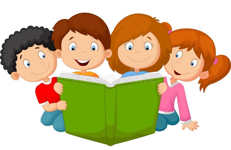 Cartoon kids reading book stock vector. Illustration of sheet - 50763280