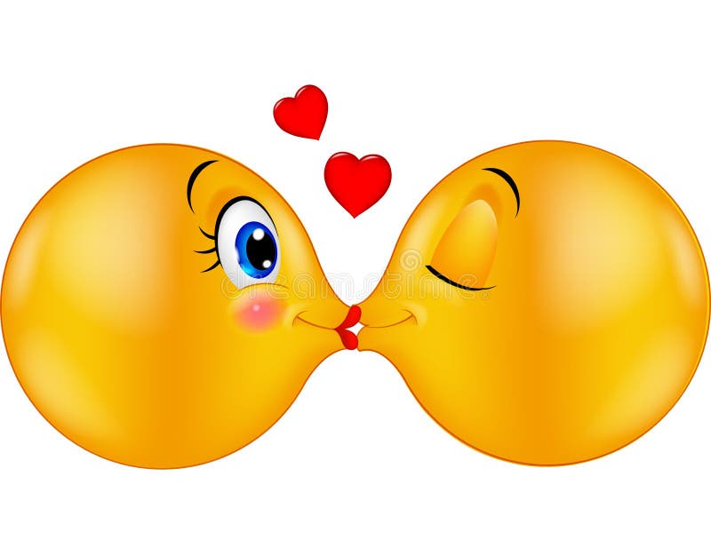 Cartoon Kissing  emoticon stock vector Illustration of 