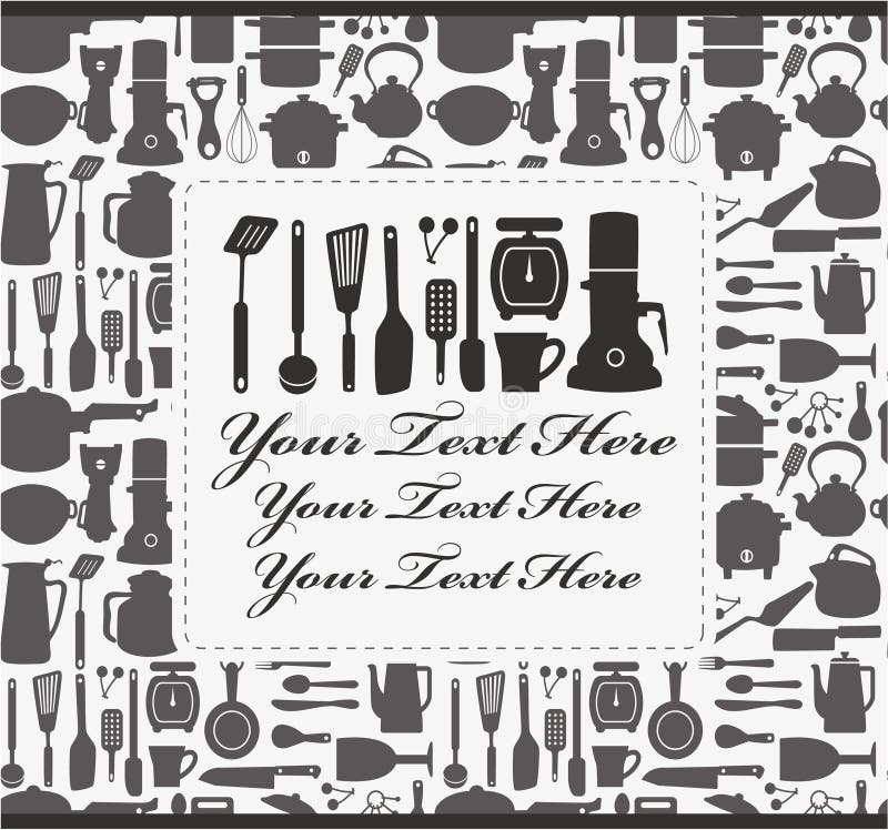 Cartoon kitchen card, drawing. Cartoon chop vectors