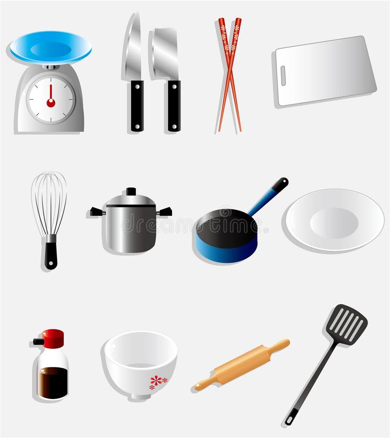 Cartoon kitchen stickers stock vector. Illustration of glass 24356511