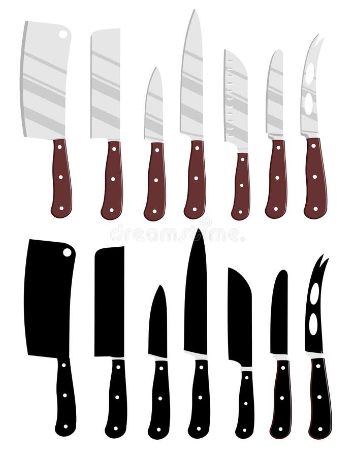 Knives Butcher Meat Knife Set Cleaver Filleting French Boning Carving  Kitchen Drawknife Or Cleaver And Sharp Knifepoint Illustration Isolated On  Background Stock Illustration - Download Image Now - iStock